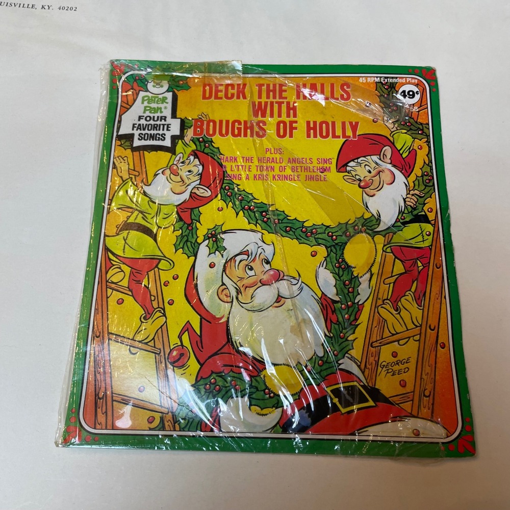 Vintage Peter Pan Deck The‎ Halls Christmas Record 45 RPM Extended Play Sealed